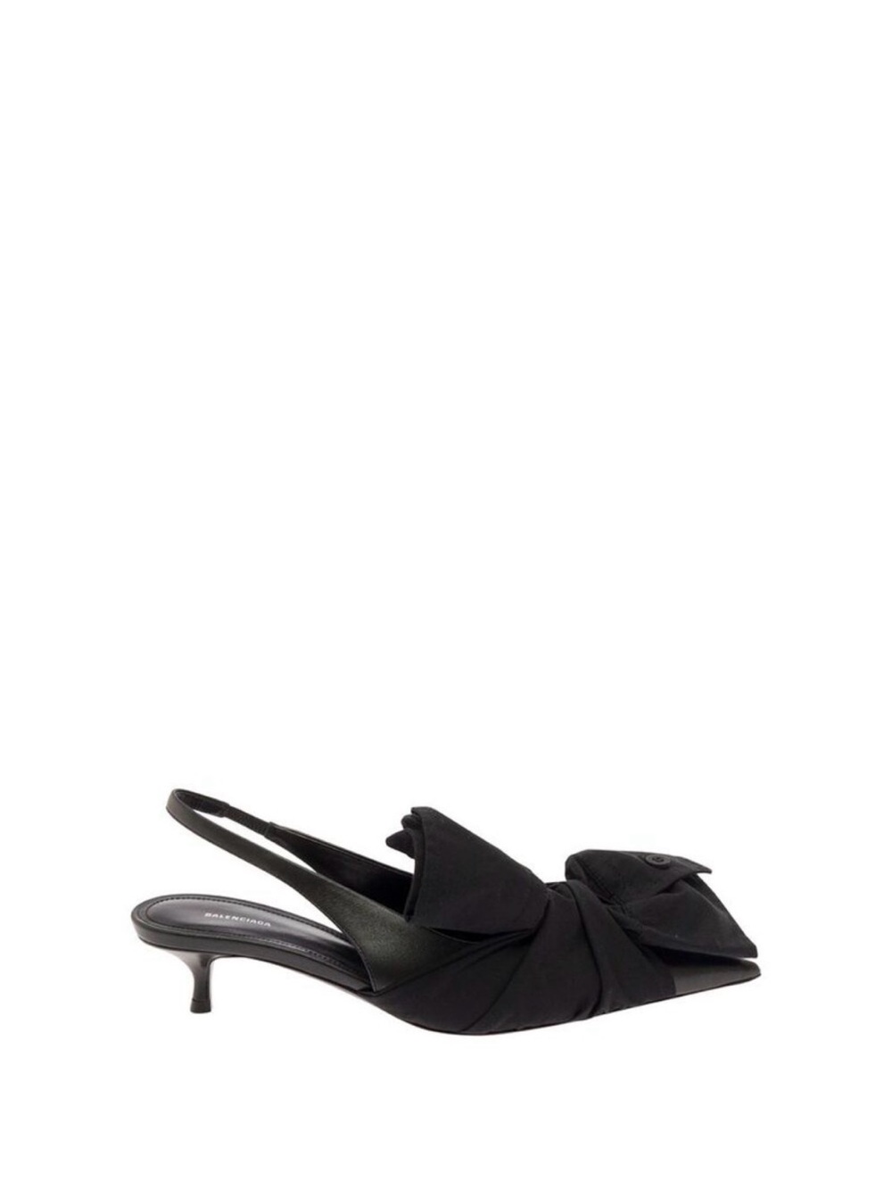 Balenciaga Black Slingback Kitten Heel with Knot Detail